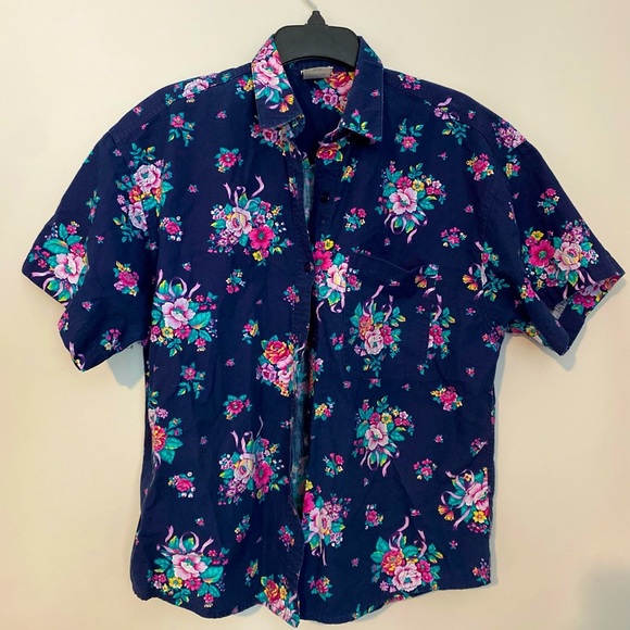 VINTAGE Lady Footlocker Colourful Floral Button Up Shirt - Picture 1 of 6
